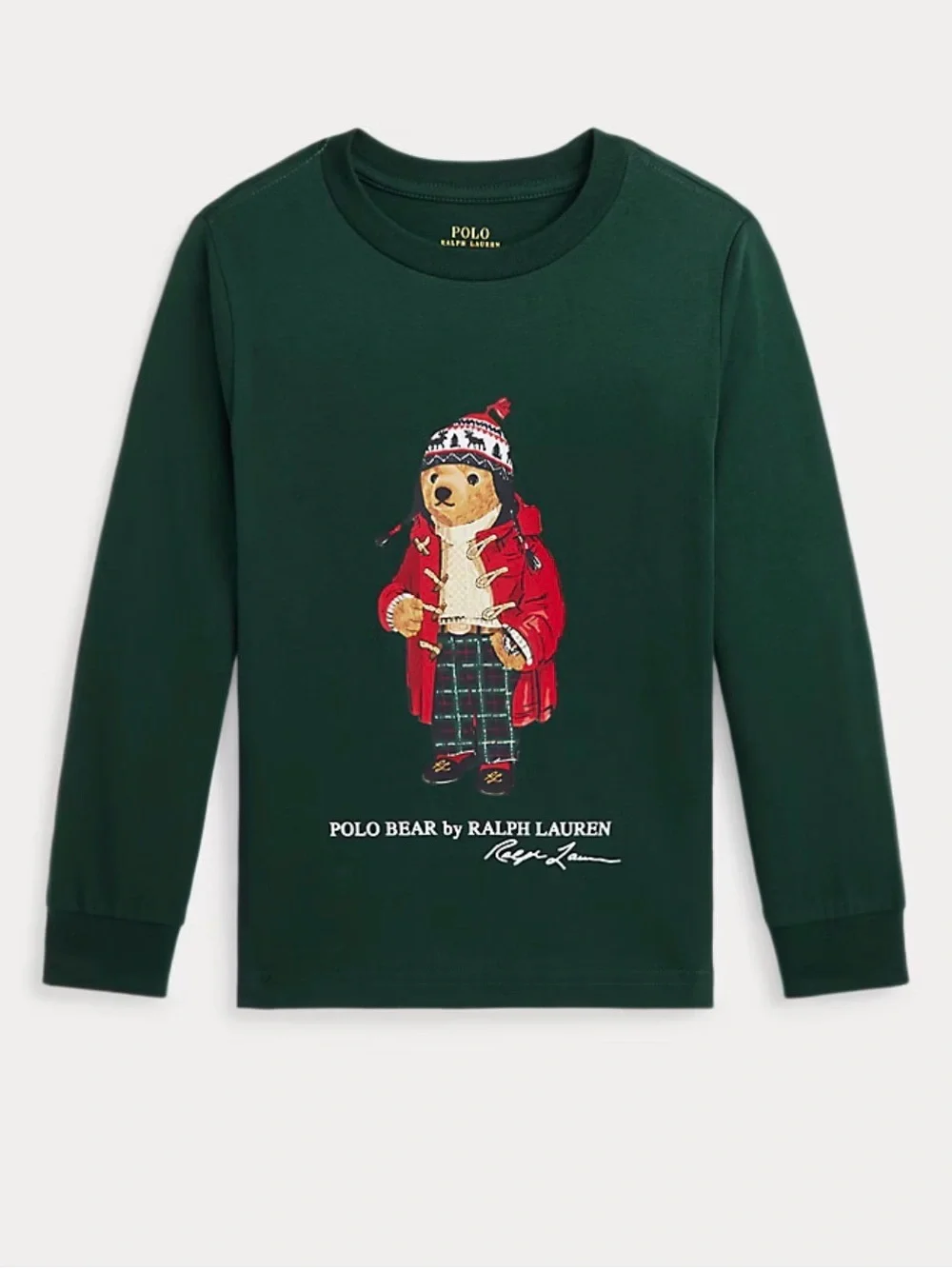 Ralph Lauren Polo Bear Cotton Long-Sleeve Tee - Dark Green Boys Size 2T